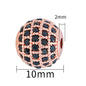 30pcs Fancy Zirconia Paved Brass Round Beads 12