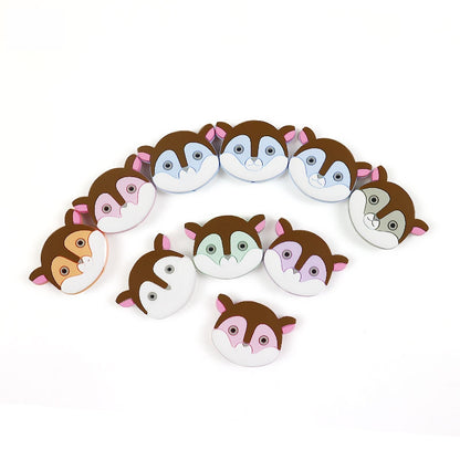 Silicone Focal Beads Cartoon Colored Animals Front Facing 3