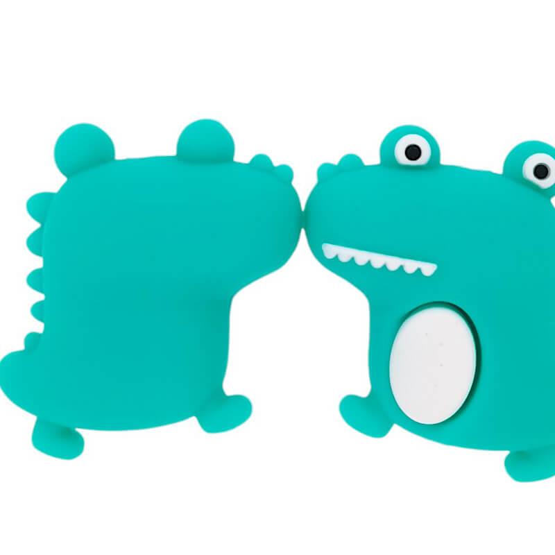 Silicone 3D Focal Beads Cyan Little Dinosaur Cutout Center