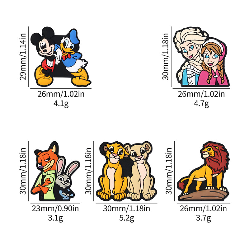 20pcs Silicone Focal Beads Blue Alien Character Large Ears and Round Ear Mouse Character 9