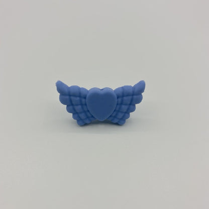20pcs Silicone Focal Beads Wing Shape with Heart Center 20