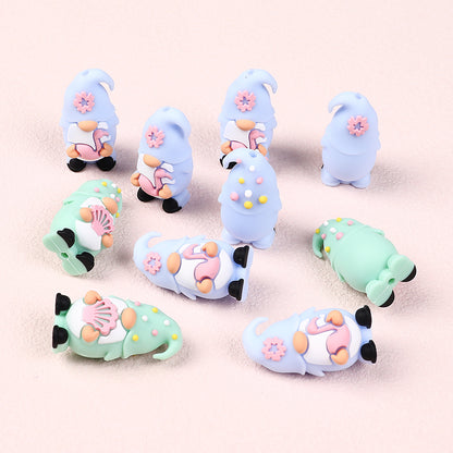20Pcs Silicone 3D Focal Beads Summer Dwarf With Flower Detail