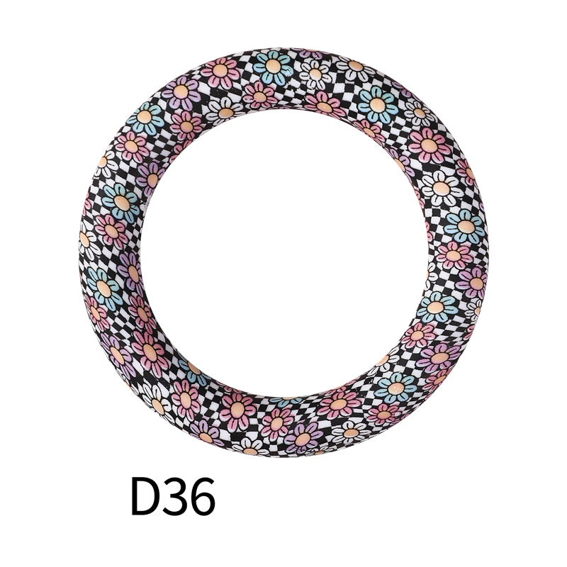 65mm Printed Silicone Beads Ring Shape Printed Design 42