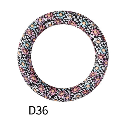 65mm Printed Silicone Beads Ring Shape Printed Design 42