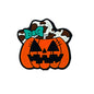 Silicone Focal Beads Western Cow Girl Pumpkin Wearing Cow Print Hat