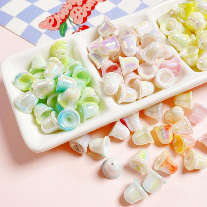 10pcs 11mm Double Colored Bell Acrylic Beads Orchid Bracelet Accessories 2
