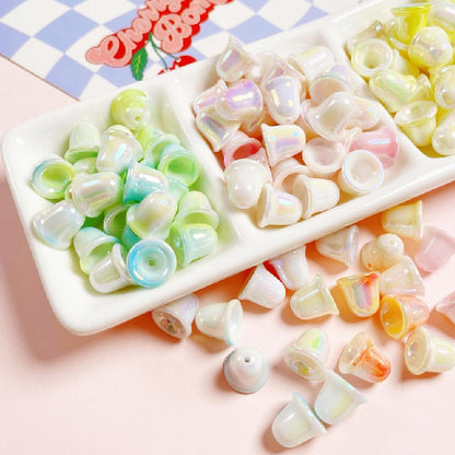 10pcs 11mm Double Colored Bell Acrylic Beads Orchid Bracelet Accessories 2