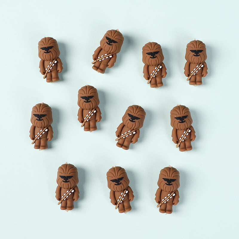 Silicone 3D Focal Beads Brown Alien Character Large Ears Side Profile 4