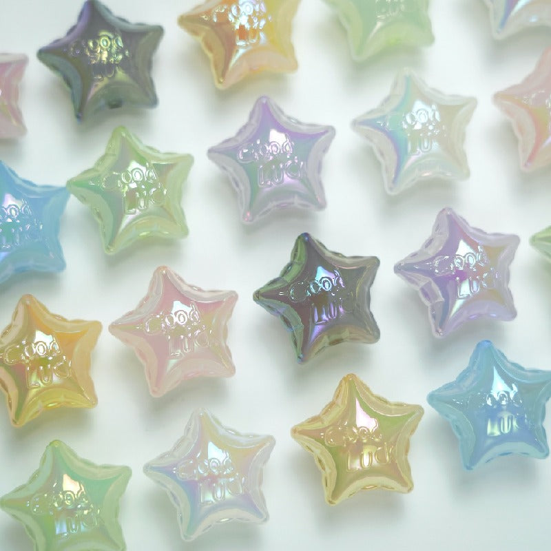 50pcs 25x16mm UV Finish Jelly Five-Pointed Star Acrylic Beads 4