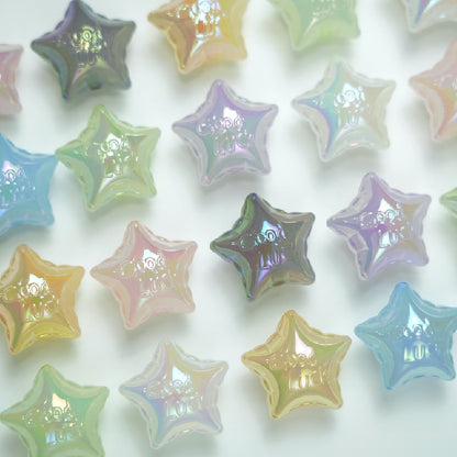 50pcs 25x16mm UV Finish Jelly Five-Pointed Star Acrylic Beads 4