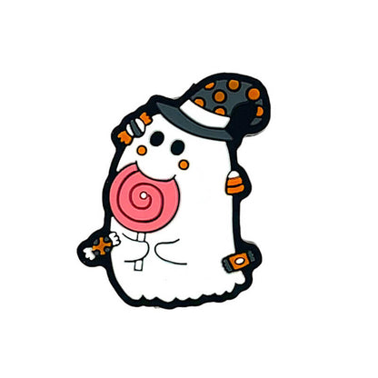 Silicone Focal Beads Halloween Ghost Holding Lollipop Candy
