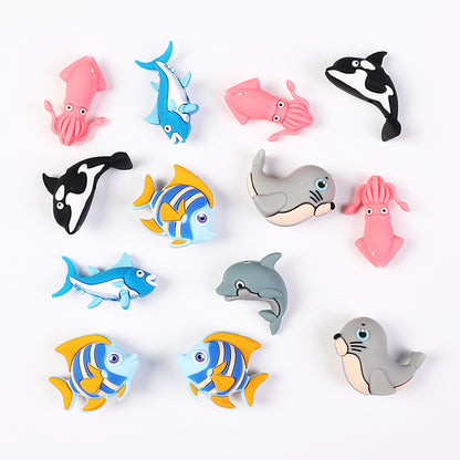 20Pcs Silicone 3D Focal Beads Ocean Animals Seal Dolphin Killer Whale 5