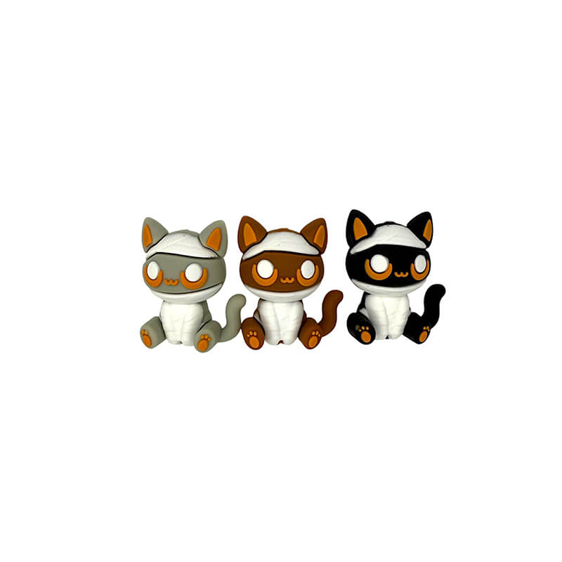 20Pcs Silicone 3D Focal Beads Cat Wearing Bandage Sitting Pose