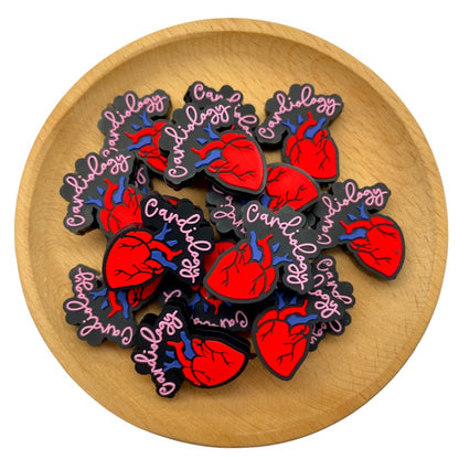 20pcs Silicone Focal Beads Heart With Script Detail 2