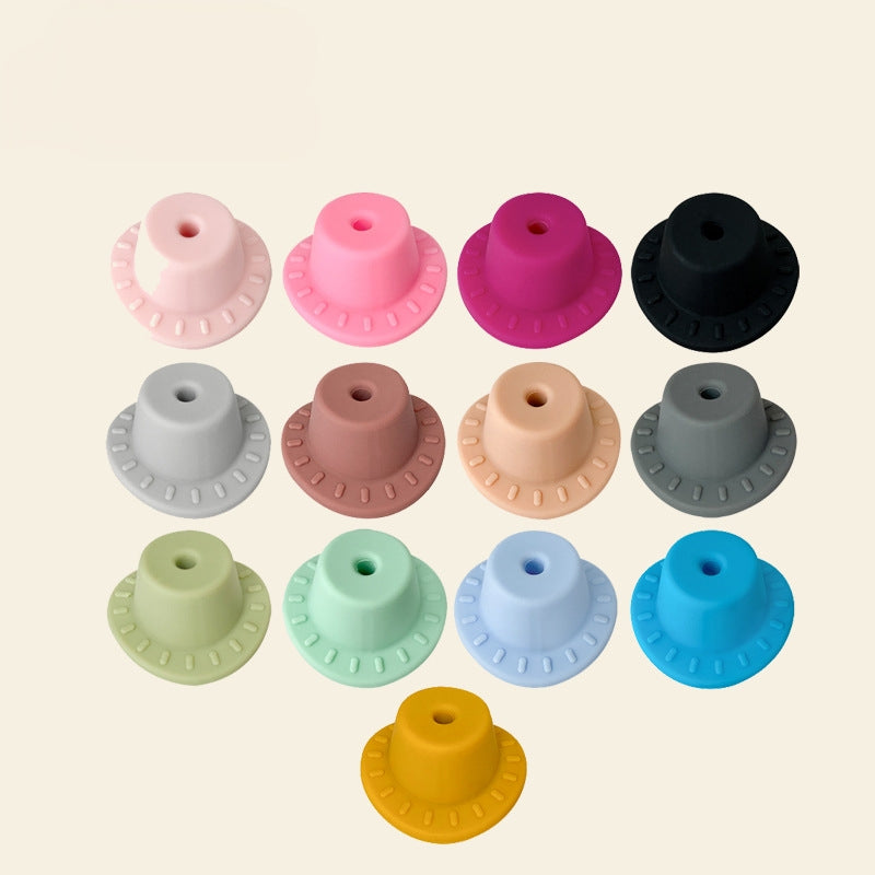 20pcs Silicone Focal Beads Hats Round Brim Design