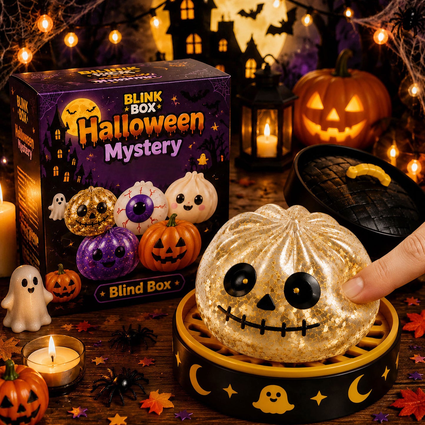 PU Squishy Halloween Ghost Sensory Stress Steamed Stuffed Bun Relief Squeeze Toy 12