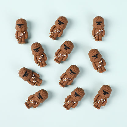 Silicone 3D Focal Beads Brown Alien Character Large Ears Side Profile 2