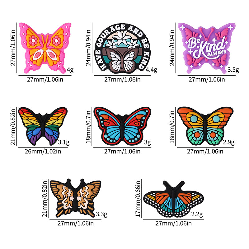 Silicone Focal Beads Butterfly Eight Styles Variety Design 9