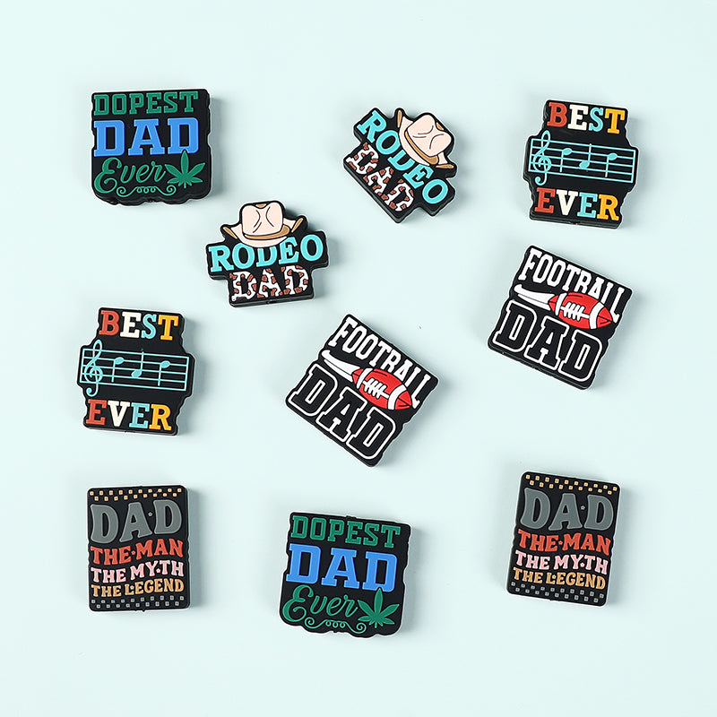 Silicone Focal Beads Dad Theme Text and Icon Design 7