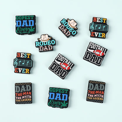 Silicone Focal Beads Dad Theme Text and Icon Design 7