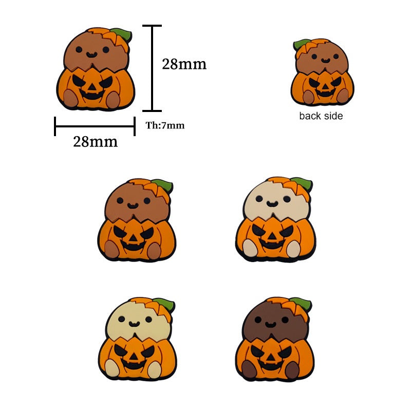 20pcs Silicone Focal Beads Chicken Pumpkin Halloween Cartoon Holding Pumpkin 2