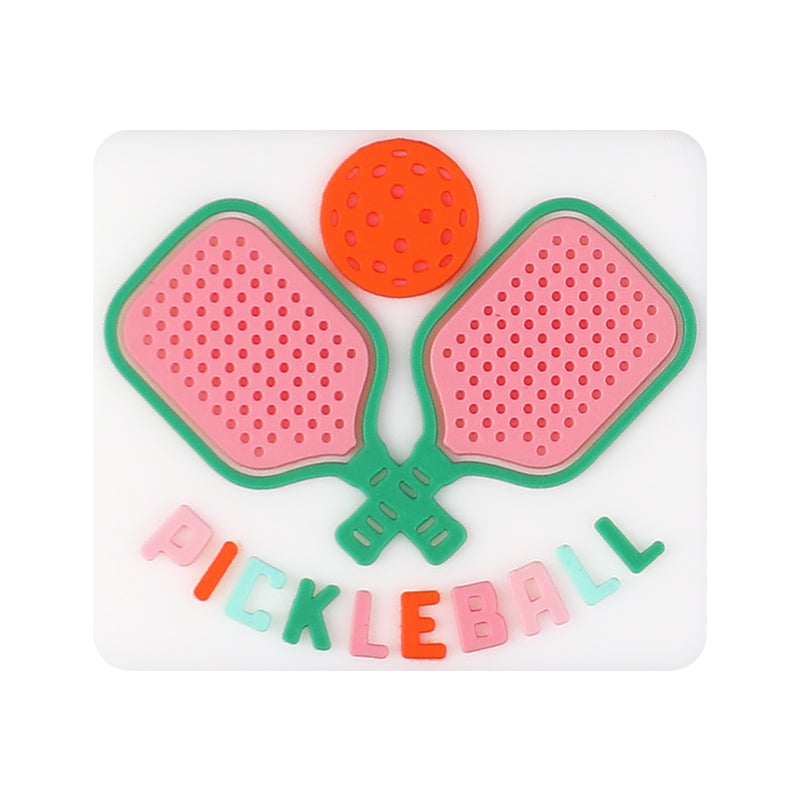 20Pcs Silicone Focal Beads Pickball Theme Various Paddle Designs 13