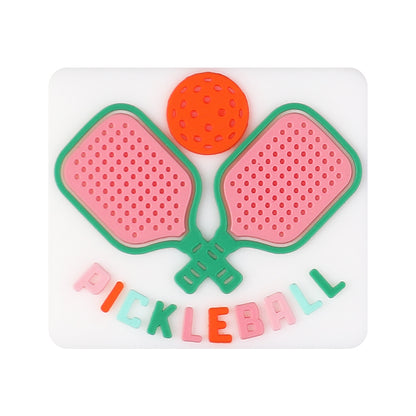 20Pcs Silicone Focal Beads Pickball Theme Various Paddle Designs 13