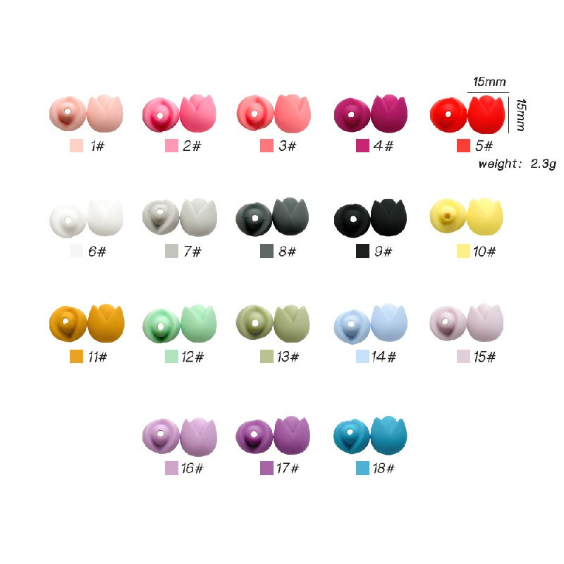 10pcs Silicone Focal Beads Lotus Diy Necklace Ornament 2