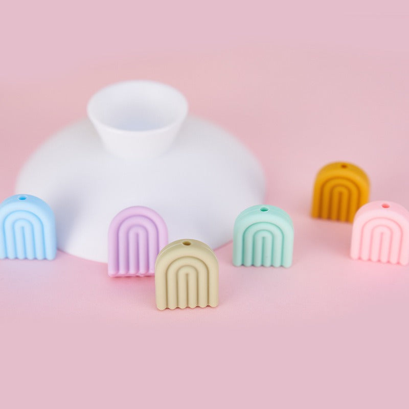 20pcs Silicone Focal Beads Arch Solid Color Design 3