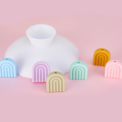20pcs Silicone Focal Beads Arch Solid Color Design 3
