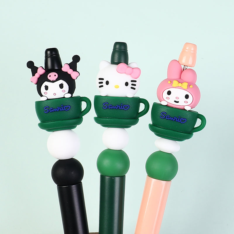20Pcs Silicone 3D Focal Beads Green Cup Character Sitting Pose 8