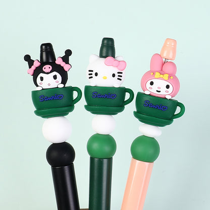20Pcs Silicone 3D Focal Beads Green Cup Character Sitting Pose 8