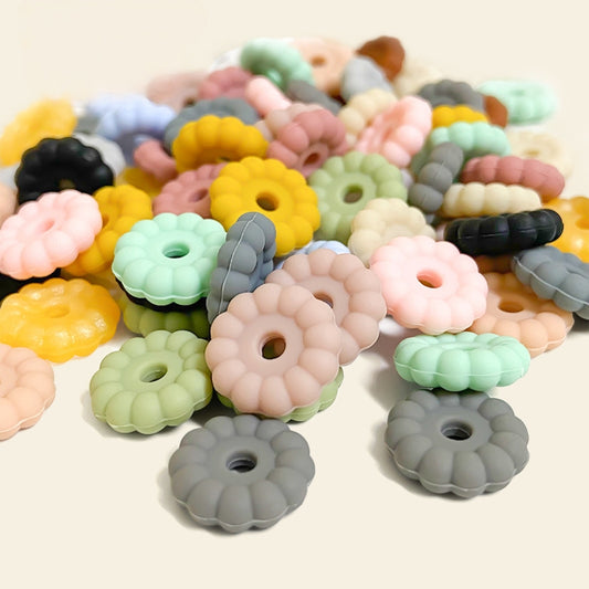 50pcs 12mm 15mm Solid Color Silicone Disc Spacer Beads DIY Craft Supplies