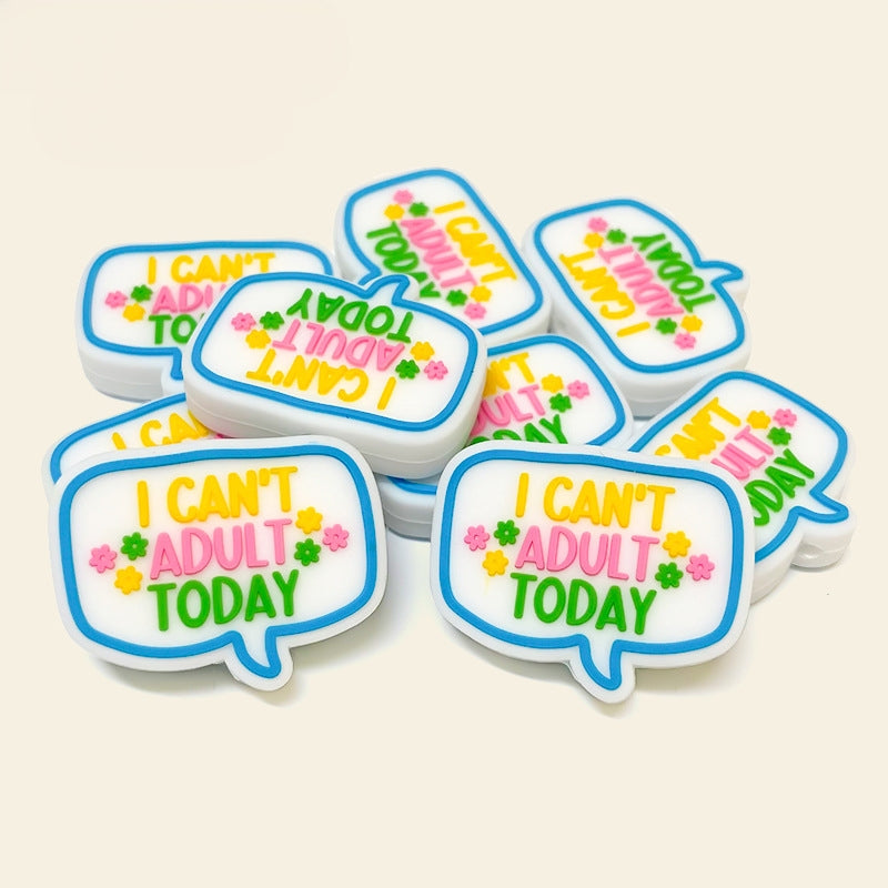 20Pcs Silicone Focal Beads I Can't Adult Today Speech Bubble Shape