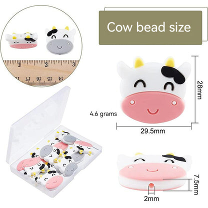20pcs Silicone Focal Beads Cow Face Smiling Expression Bulk Pack 4