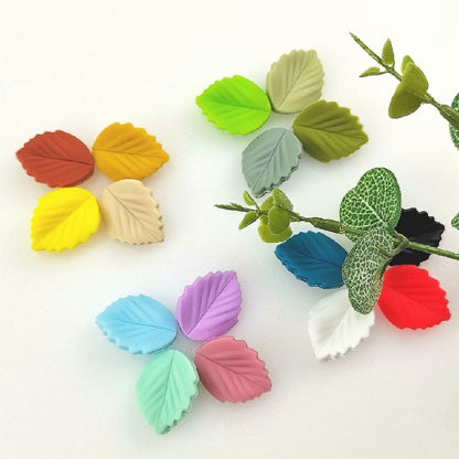 20pcs Silicone Focal Beads Colorful Leaves Leaf Shape 3