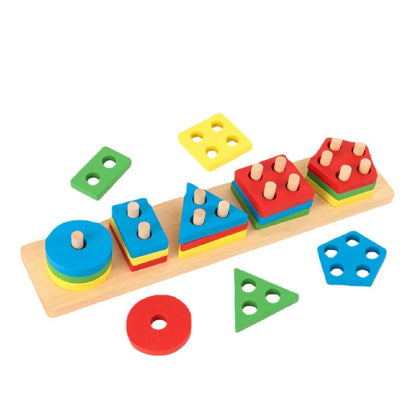 Wooden Geometric Montessori Toys Shape Sorting Educational Toy 5