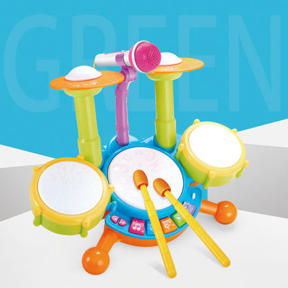 Plastic Kids Jazz Drum Kit Musical Instrument Early Education Toy 6
