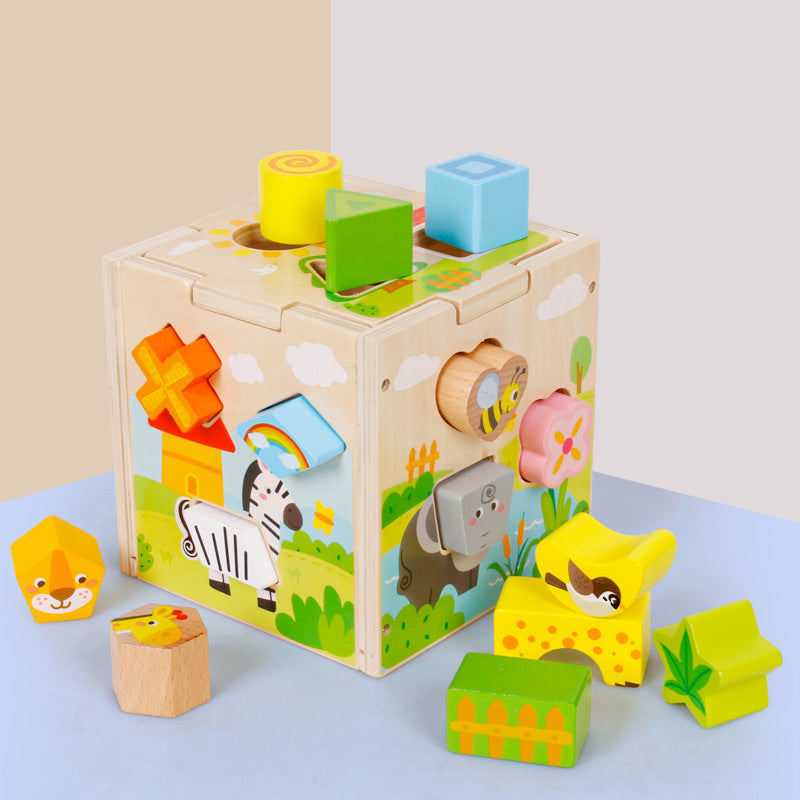 Wooden Montessori Toys Shaped Paired Building Blocks 15cm 2