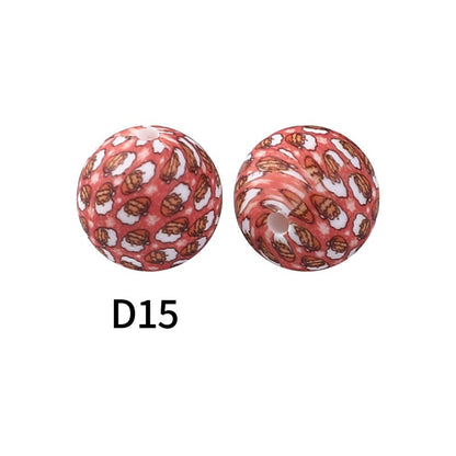 50pcs 15mm Rhombus Printed Silicone Beads Multi Color Design 25