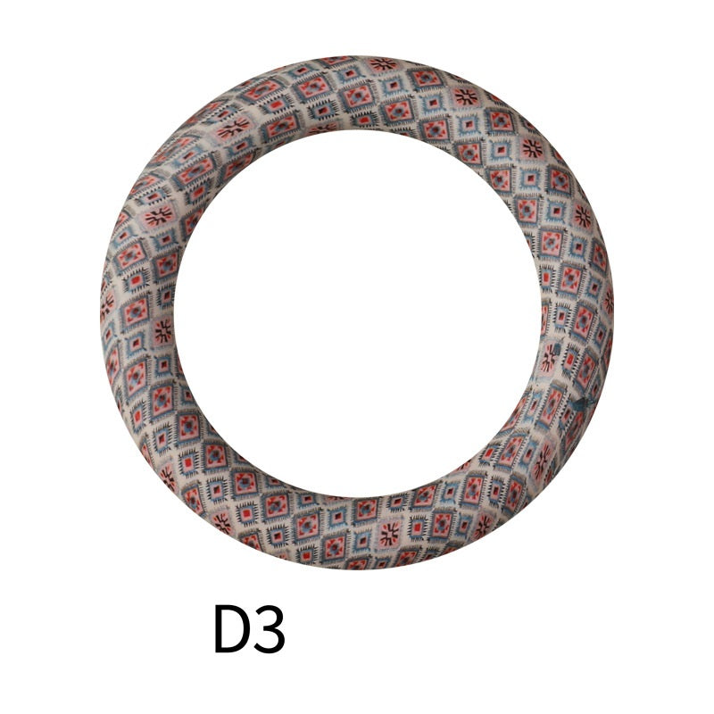 65mm Printed Silicone Beads Ring Shape Printed Design 9