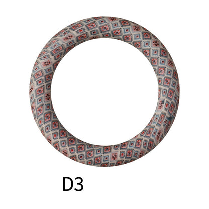 65mm Printed Silicone Beads Ring Shape Printed Design 9