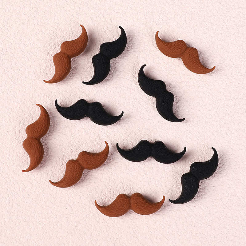 20Pcs Silicone Focal Beads Black Brown Beard Shape 4