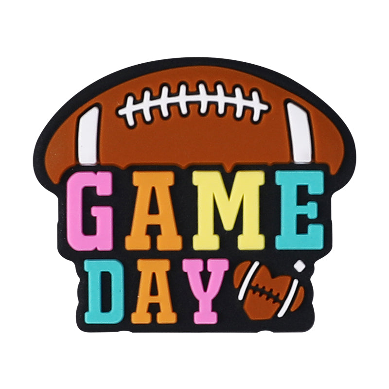 Silicone Focal Beads Ball Game Match Day Printed Text Design 14
