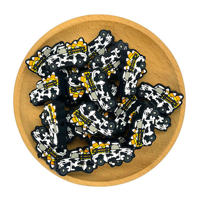 Silicone Focal Beads Cow Print Corn Car with Candy Corn Detail 2
