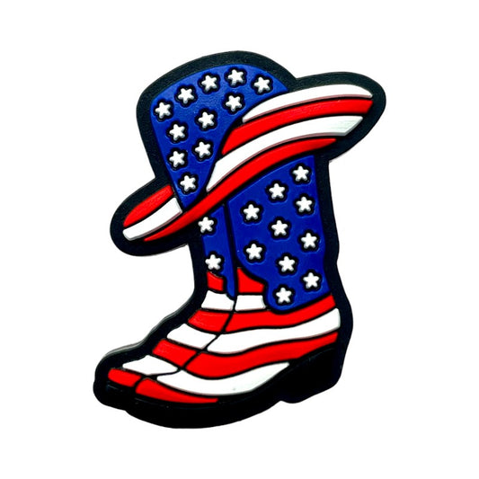 20pcs Silicone Focal Beads Independent Day US Boots With Stars and Stripes