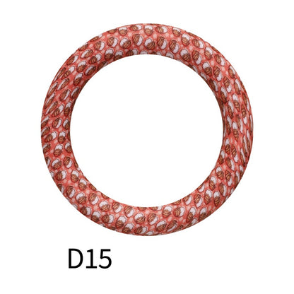 65mm Printed Silicone Beads Ring Shape Printed Design 21