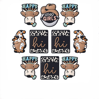 20Pcs Silicone Focal Beads Cartoon Denim Mixed Characters Variety