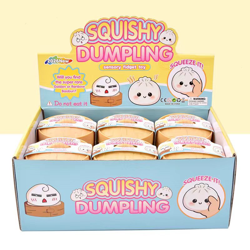 TPR Squishy Dumpling Stress Ball Cute Smiley Face Squeeze Toy for Stress Relief