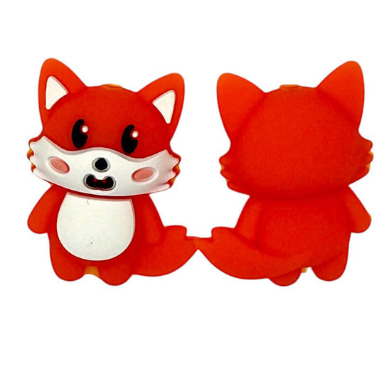 20Pcs Silicone 3D Focal Beads Little Fox Front Facing